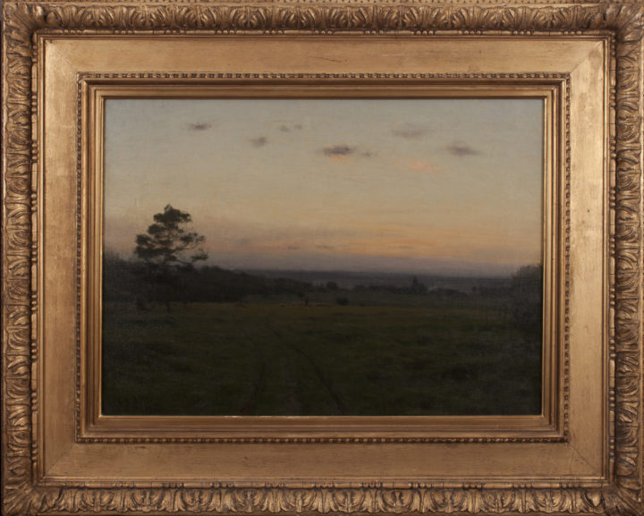 View larger image of artwork titled Shepherd with Flock at Twilight with Frame