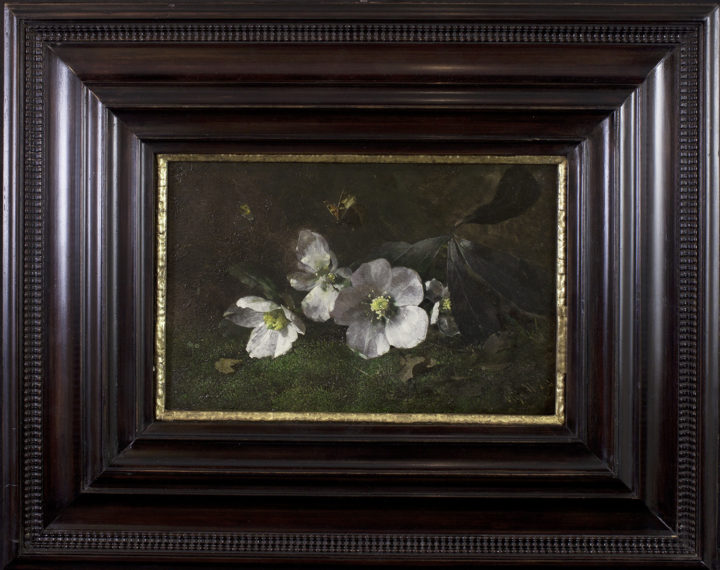 View larger image of artwork titled White Blossoms and Butterflies with Frame