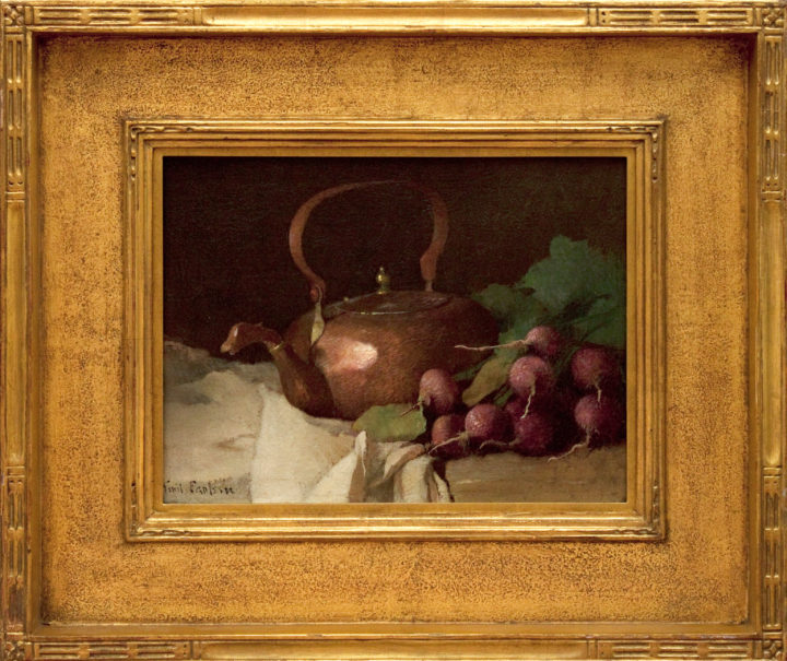 View larger image of artwork titled Still Life with a Tea Kettle and Radishes with Frame
