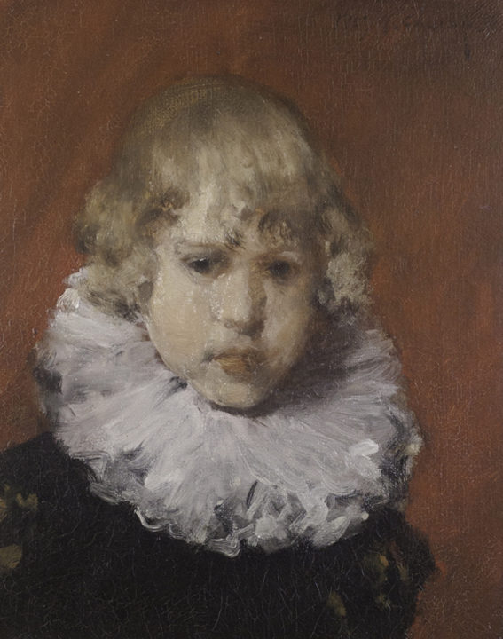 View larger image of artwork titled Young Boy with a White Ruffled Collar Full