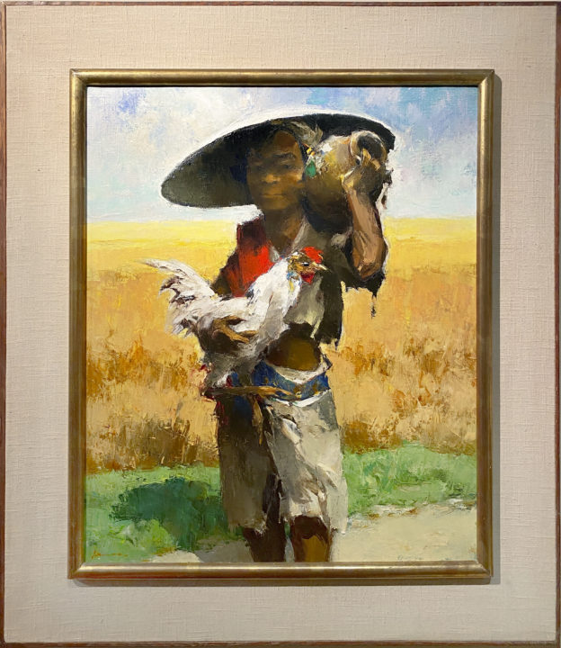 View larger image of artwork titled Javanese Boy with Cock and Jar with Frame