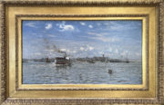 Change slideshow image to Liberty Island (Bedloe’s Island) Ferry Arriving with Frame Thumbnail