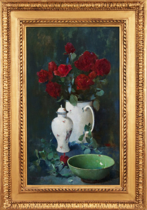 View larger image of artwork titled Roses and Oriental Porcelain with Frame