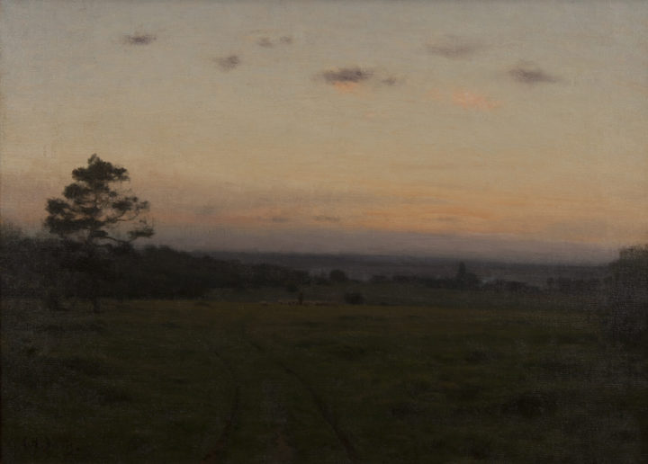 Shepherd with Flock at Twilight