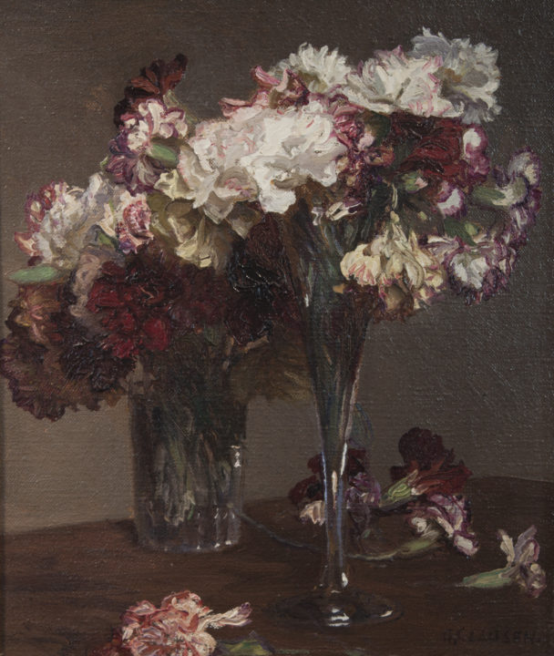 View larger image of artwork titled Still Life of Carnations Full
