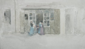 Visit detail page for artwork titled Women and Children outside a Brittany Shop