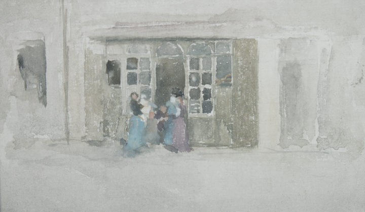 Women and Children outside a Brittany Shop