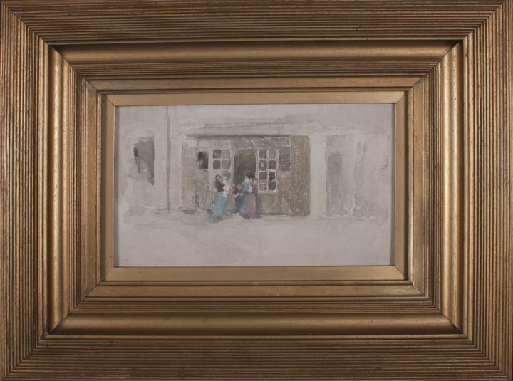 View larger image of artwork titled Women and Children outside a Brittany Shop with Frame