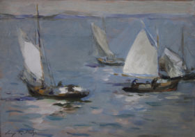 Visit detail page for artwork titled Scallop Boats, Peconic Bay