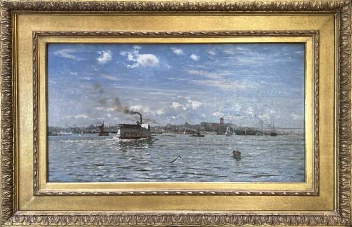 View larger image of artwork titled Liberty Island (Bedloe’s Island) Ferry Arriving with Frame