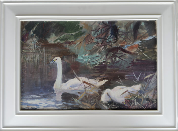 View larger image of artwork titled Swans with Frame
